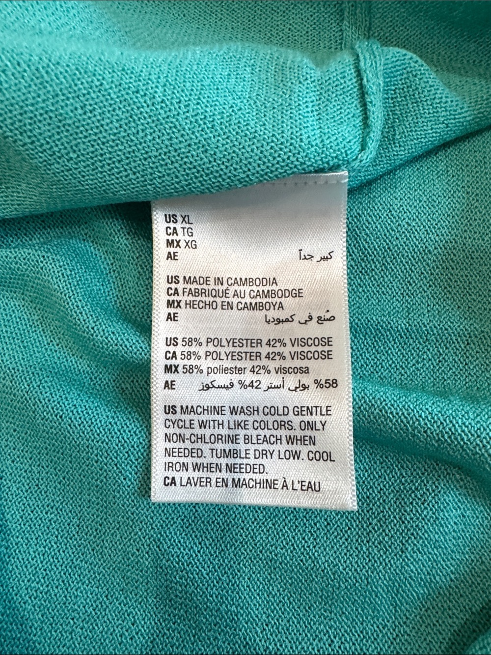 INC International Concepts Turquoise V-Neck Short Sleeve Top - Picture 4 of 4